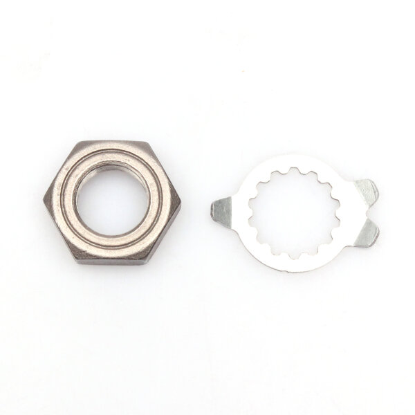 Tuerca de piñón original con chapa de seguridad para Yamaha DT TDR TZR 125