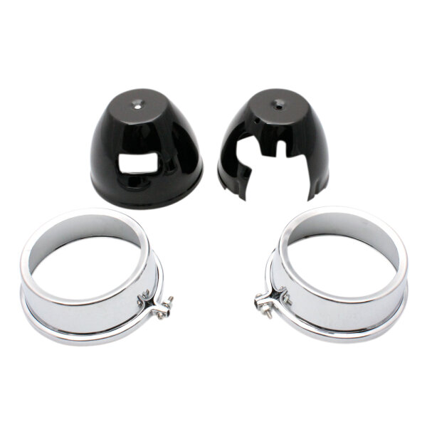 Paire de couvertures de robinetterie noir chromé pour Kawasaki Z650 750 900 1000