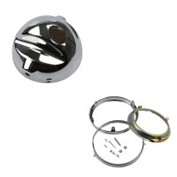 Scheinwerfergehäuse und Lampenring verchromt...