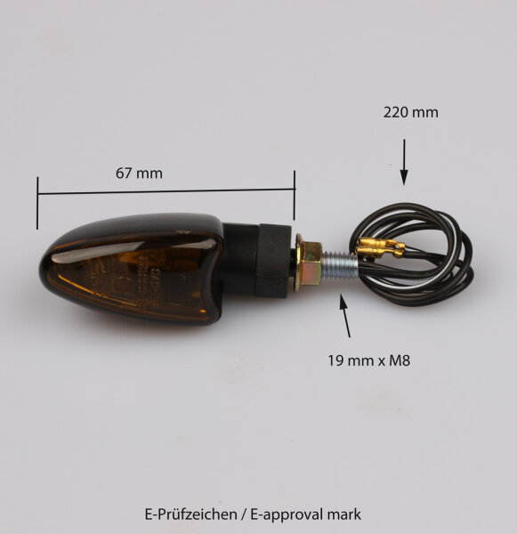 Mini clignotant moto flèche verre teinté UNIVERSEL 12V 21W
