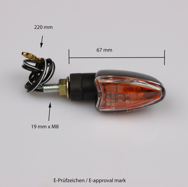 Motorrad Mini-Blinker Pfeil klares Glas UNIVERSAL 12V 21W