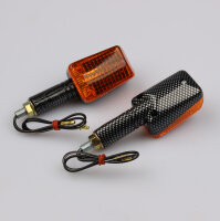 Motorcycle mini turn signal carbon look long UNIVERSAL Halogen 12V 23W